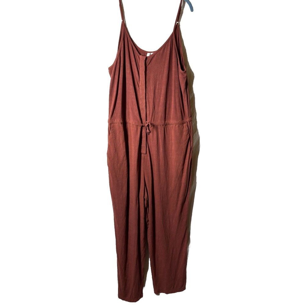 Versona Jumpsuit womens Rust Orange size XL Linen Blend Lagenlook